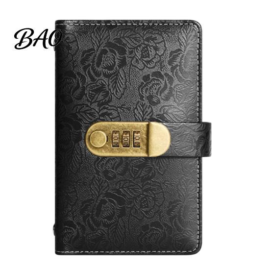 Security Cash Binder A6 Password Lock Budget Organizer, PU Leather And Relief Cover, Savings Tracker 100 Pocket Challenge Booklet for Personal Finance