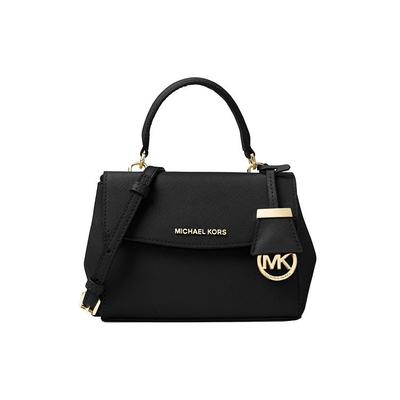 Michael Kors Mk Ava Vintage Zlaté Logo Detailní Bohatá Hovězí Kůže Ramenní Crossbody Tote Taška Dámské Kabelky Černá 32F5GAVC1L-001