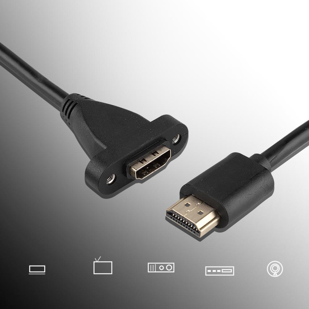 HDMI Male To Female High Speed Screw Panel Mount Extension Cable with Fixing Hole(1.2M)