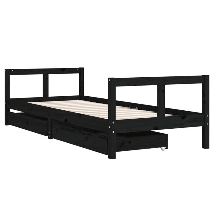 VidaXL Cadre de Lit pour Enfants avec Tiroirs, Lit Simple avec Tête de Lit et Pied de Lit, Meuble de Chambre, Scandinave, 834407