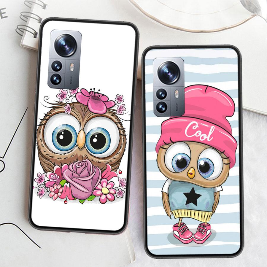 Cute Owl Hearts Lover Christmas Phone Case For Xiaomi Poco X6 X5 X4 X3 GT NFC M4 M5 Pro 5G M3 Mi Note 10 Lite F5 F4 F3 F2 F1 Cap