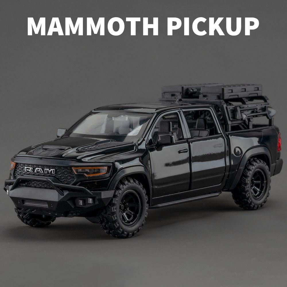1:32 Mammoth Pickup Toy Car Model Alloy Diecast Doors Opened Sound Light Pull Back Truck Vehicle Models for Boys Kids Gifts
