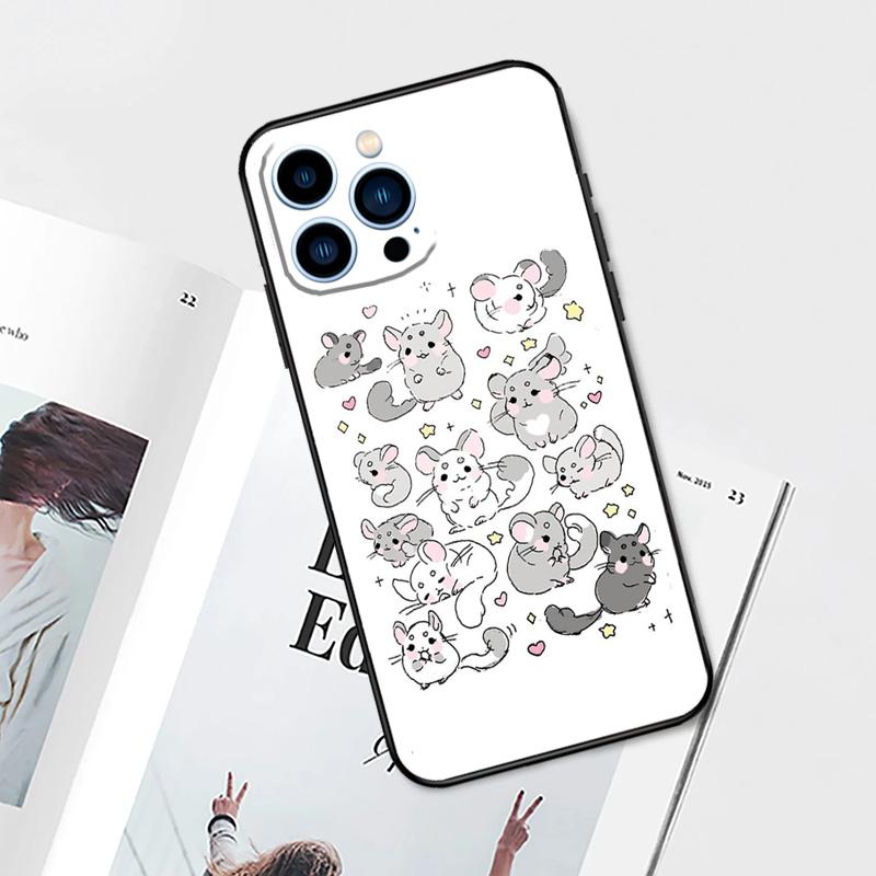 

Милый чехол для телефона с рисунком шиншиллы для iPhone 15 14 13 12 11 Pro Max Plus Mini X XR XS Max 7 8 SE Мягкий чехол из ТПУ iPhone 15Pro MAX