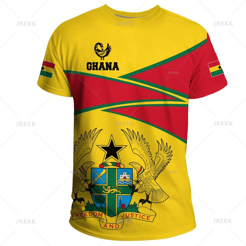 Ghana Nationa IndependenceDay 3D Printed T Shirt The Republic-of Ghana Emblem Flag Graphic Tee-shirts For Men Mens Clothing Tops
