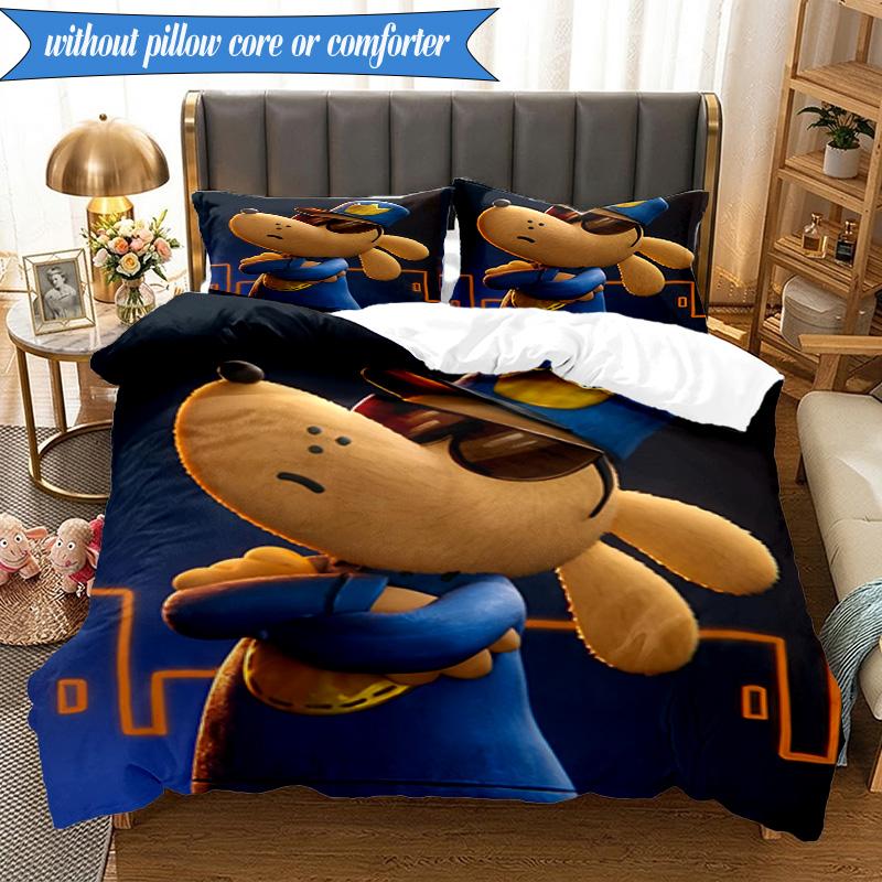 Set Biancheria da Letto Avventura 3 Pezzi Dog Man e Amici Stampa 2D (Include 1 Copripiumino + 2 Federe Senza Imbottitura), Decorazione camera da letto, Regalo ventilatore