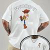Woody Running Cartoon T Shirt Toy Story Retro Buzz Lightyear Summer Cotton Unisexs Women Tops Tees Couple Cotton Oversized