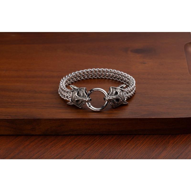 Men's Retro Punk-style Stainless Steel Snake Head Beast Head and Skull Bracelet
