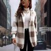 Women's Fashion Casual Plaid Print Autumn Winter Long Sleeve Hooded Jackets & Coats