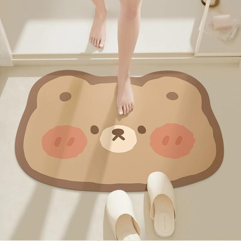 Lovely Milk Cow Shape Bathroom Doormat, Soft Plush Non-slip Absorbent Mat, Washable Rug For Cute Style Home Indoor Decor