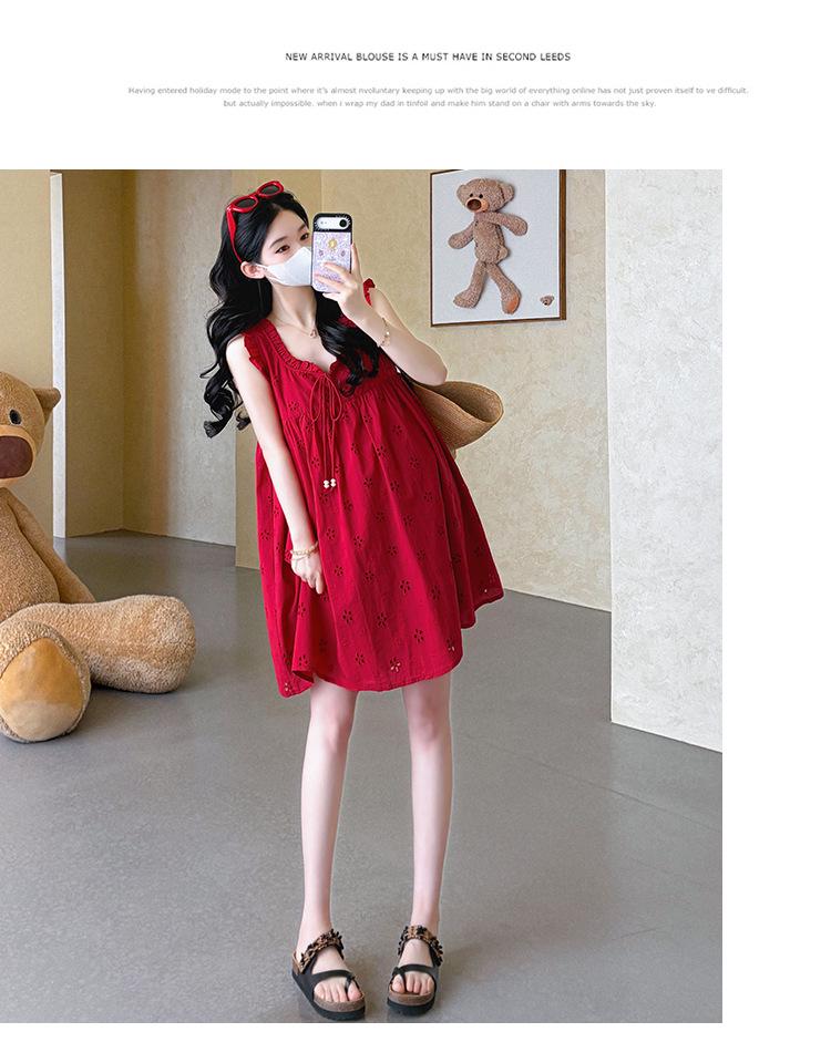 2026 Summer Sleeveless Maternity Doll Dress - Age-Reducing, Hollow Out, Loose Fit, Sweet Belly Covering Vest Design