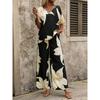 1116 Summer European and American suit printed V-neck bat sleeve top long pants fashion source