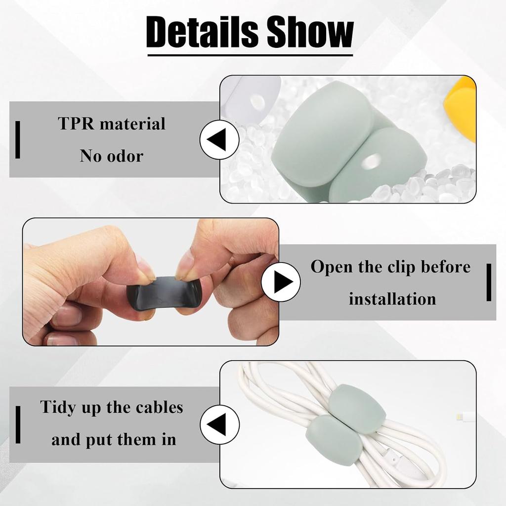 10PCS Cable Tie Clips, Adhesive Wire Fasteners for Desk and Wall Use, Suitable for Office, Kitchen, and Household Organization(Random Color,F)