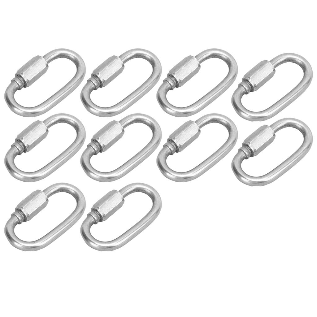 10 Stück M5 Schnellglied Edelstahl Schwerlast Kettenglied Schraubverschluss D-Form Verriegelungskarabiner