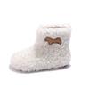 Cute Animal Patchwork Lambswool Boots For Kids  Winter Thick Curly Fur Warm Booties Boys Girls  Outdoor Round Toe Cotton Shoes