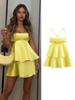 Sommer Sexy Solide Aushöhlen Mini Kleid Süße Y2k Backless Streetwear Kleider Weibliche Mode Chic Schlank Falte Strand Party Kleidung