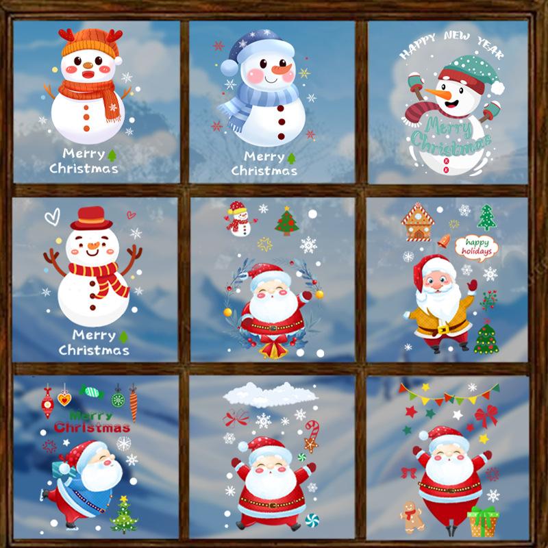 Weihnachtsmann, Schneemann, Atmosphärendekoration, Elektrostatische Fensterdekorationen, Glas- und Fensteraufkleber