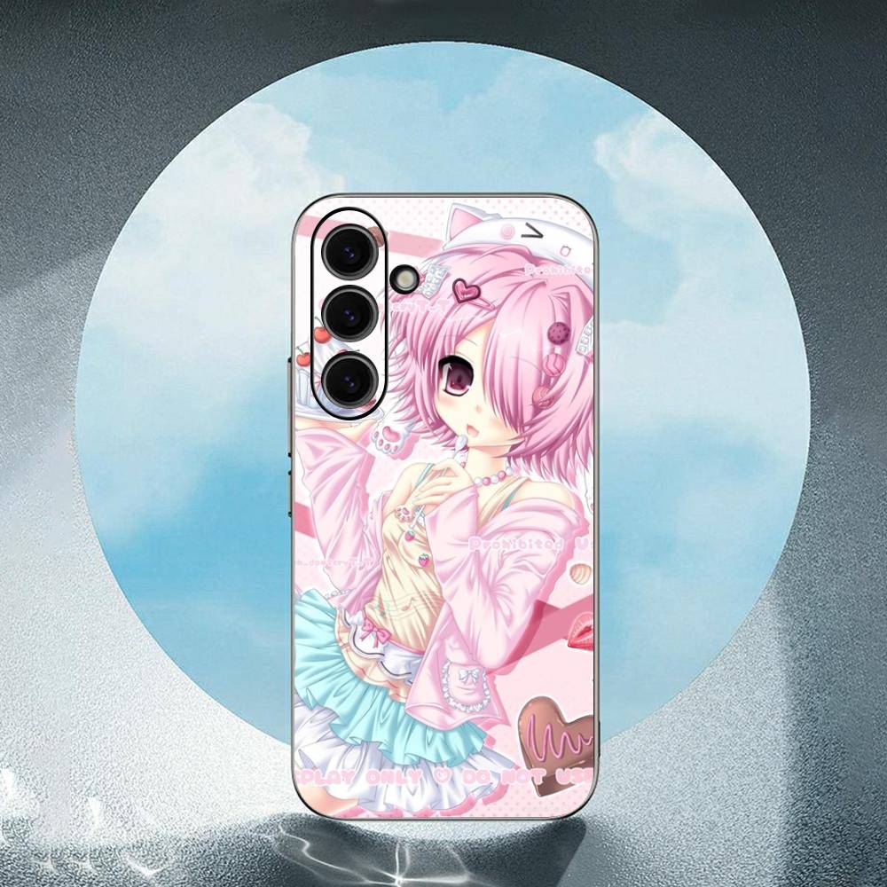 Cartoon Girl Luxury Black Phone Case For Samsung Galaxy S23 S24 S25 Ultra S22 Plus S21