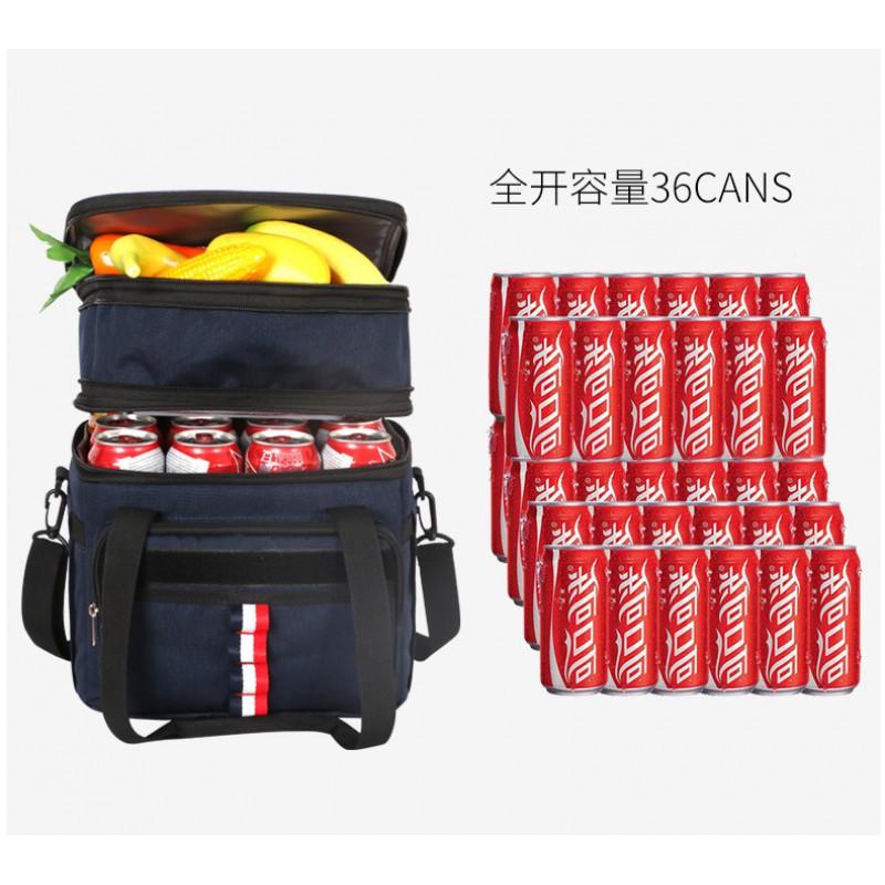 20L Insulated Lunch Bag With Double Ice Packs Expandable Capacity Portable Picnic Cooler Tote Modern Oxford Fabric