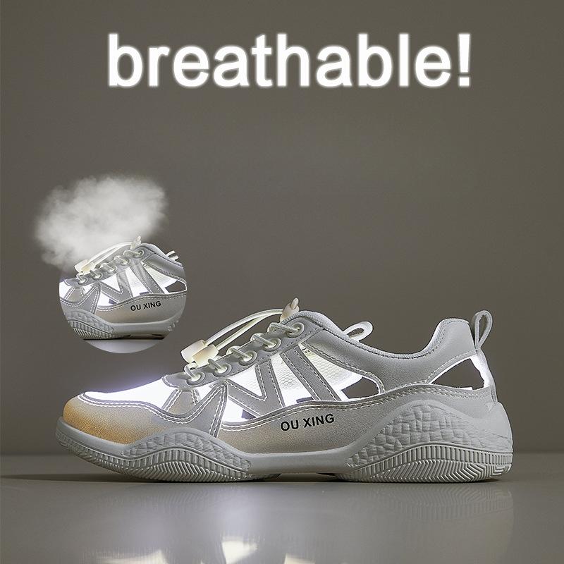 Breathable White Shoes for Students Korean Women's Trendy Summer New Mesh Panel Shoes Street Photography Sneakers