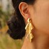 2026 Copper Material Earrings Exquisite Leaf Fashion Gold Color Stud Earrings For Women Jewelry Party Gifts Plant Pendants