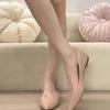 Nude Single Shoes Women's New Spring Pointed Head Shallow Mouth Flat Shoes Inner Height Increase Gentle Wind Temperament Women's Shoes
