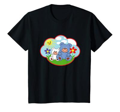 Kids Funny Teddy Bear Summer Sun Cloud Flower T-Shirt