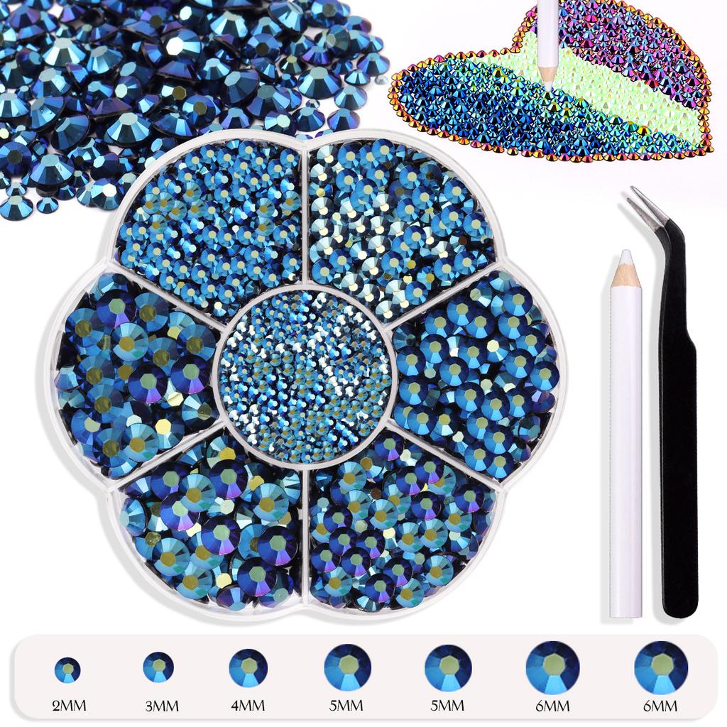 7 Grid Plum Blossom Boxed Resin Flat Bottom Nail Art Jewelry Jelly Diamond Violent Bear Ab Rhinestone Diy Clothing Diamond Sticker