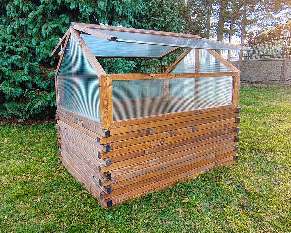 Raised Wooden Bed 100x100x24cm Greenspot - Raised Garden Bed for Herbs, Flowers, Vegetables - Wooden Garden Box, Impregnated - Timber Dark Rosewood