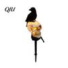 Weatherproof Solar Lights for Outside LED Crow Skull Light, Waterproof Halloween Pathway Gothic Powered Lighting on Skeleton Head Stake Lamp