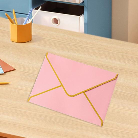 10Pcs Hot Stamping Envelope Golden Border Blanks V-Flap Design Envelope Greeting Cards Invitations Notes Envelopes