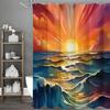 Hand-Drawn Ocean Sunset Shower Curtain Washable Dirt-Resistant Shower Head Waterproof Polyester Bath Curtain For Home Decor