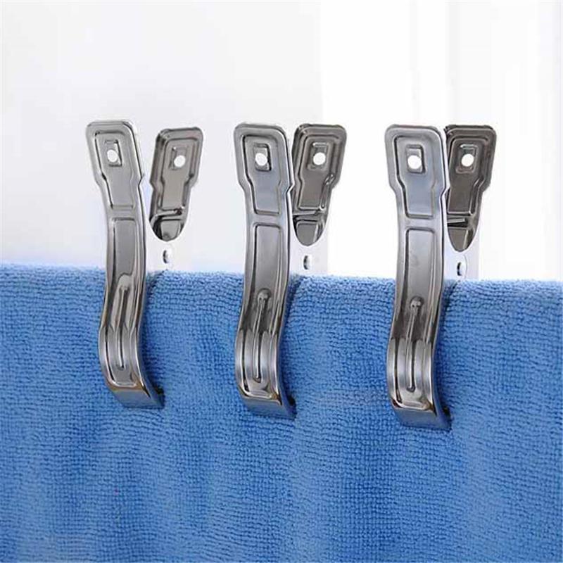 10PCS Large Stainless Steel Clips for Home Drying Down Clothes Quilt Windproof Clothespins Home Laundry Beach Towel Clips