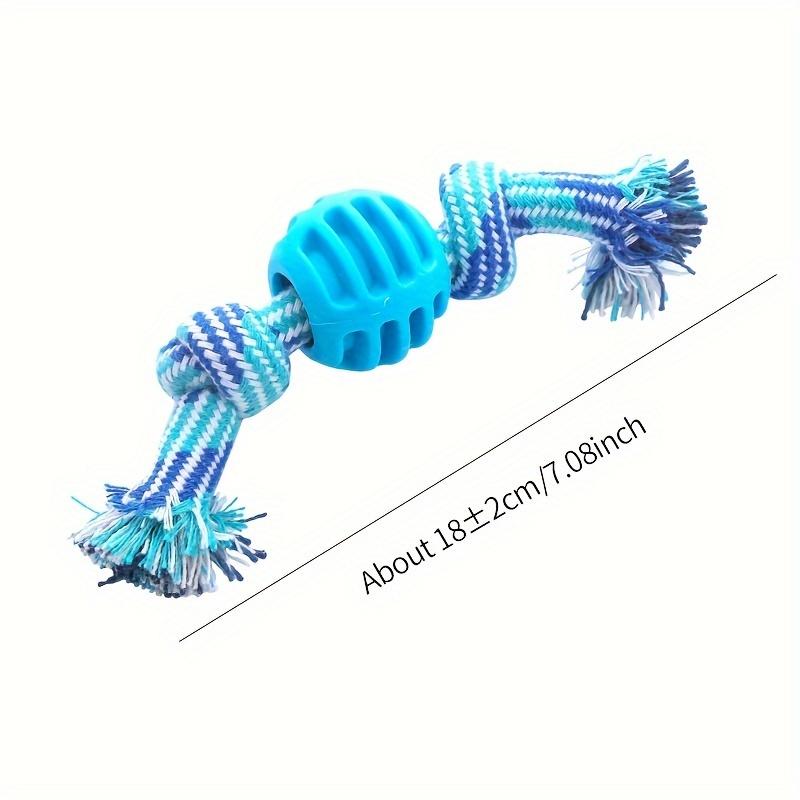 Dog Rope Toy with Rubber Chew Bar, Durable Braided Cotton Rope Tug Toy for Puppy Teething, Interactive Pet Dental Cleaning Toy синий