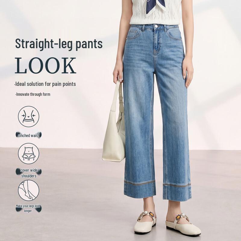 FivePlus Women s Straight Wide-Leg Cropped Denim Pants L джинсовый синий