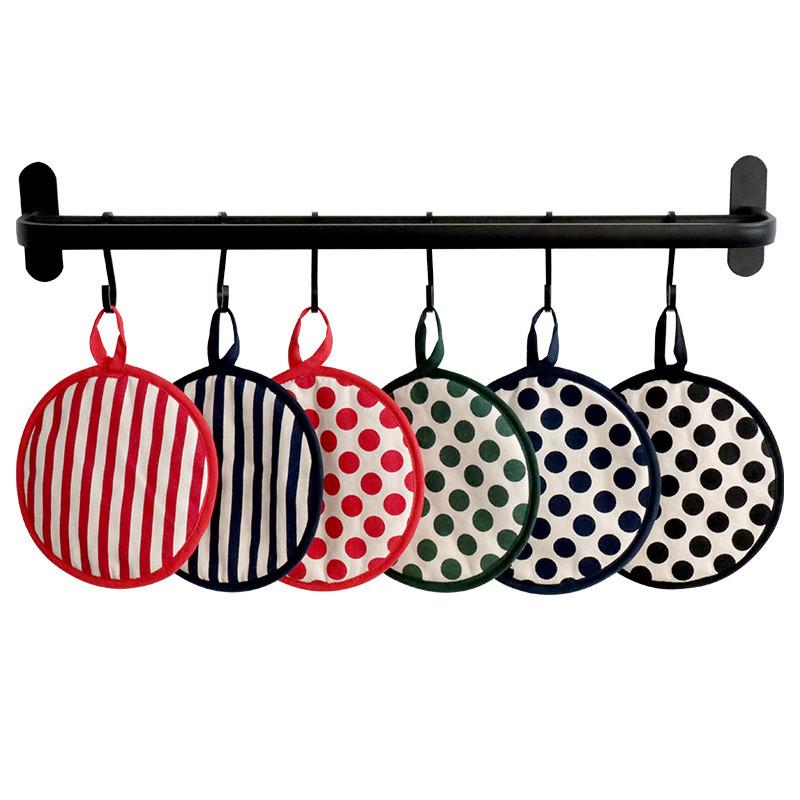 1Pc 18x18cm Round Striped Polka Dot Cotton Insulation Pad Baking Tool Kitchen Cup Table Mat Home Decor