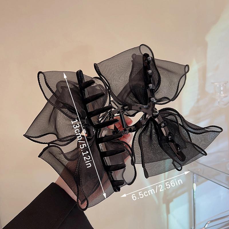 Nadýchané tyllové veľké mašľové sponky do vlasov pre ženy Elegantná spona do vlasov s mašľou do copu Sladká ozdoba do vlasov