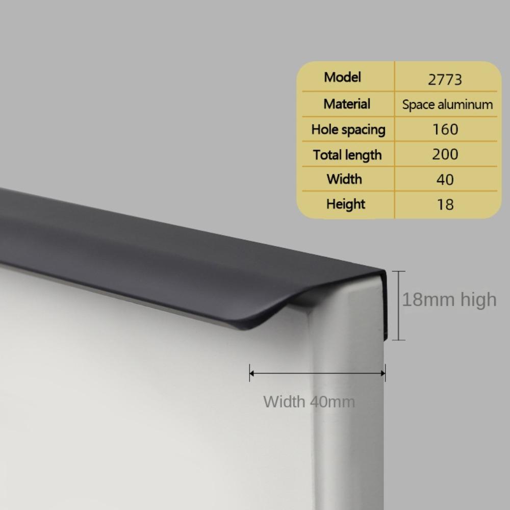 

Кухонная фурнитура Ручки для шкафов Скрытая ручка для шкафа Высококлассные дверные ручки Бытовые Black-20cm