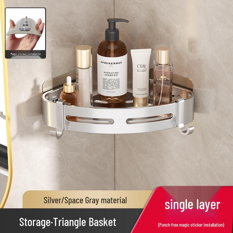 Punch-Free Wall-Mounted Bathroom Storage Shelf