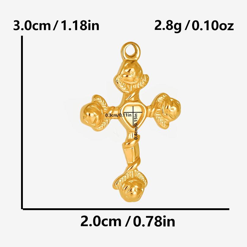 6pcs Real Gold Plated Sun Moon Star Charm Cross Stainless Steel Charms For Jewelry Making Supplies Flower Heart Handmade Pendant