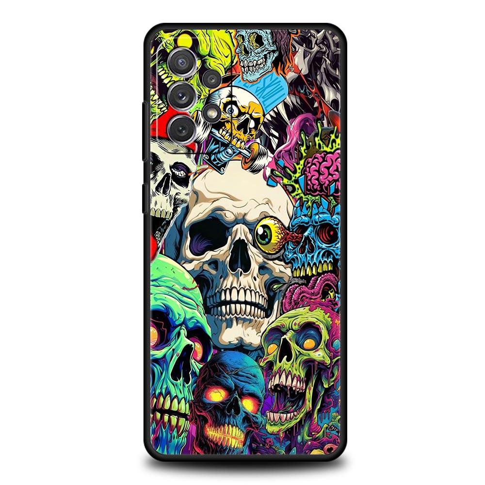 Skeleton Skull Phone Case for Samsung Galaxy A55 A35 A17 A07 A15 A13 A25 A51 A71 A72 A73 A32 A52 A52S A41 5G Soft TPU Shell Bags
