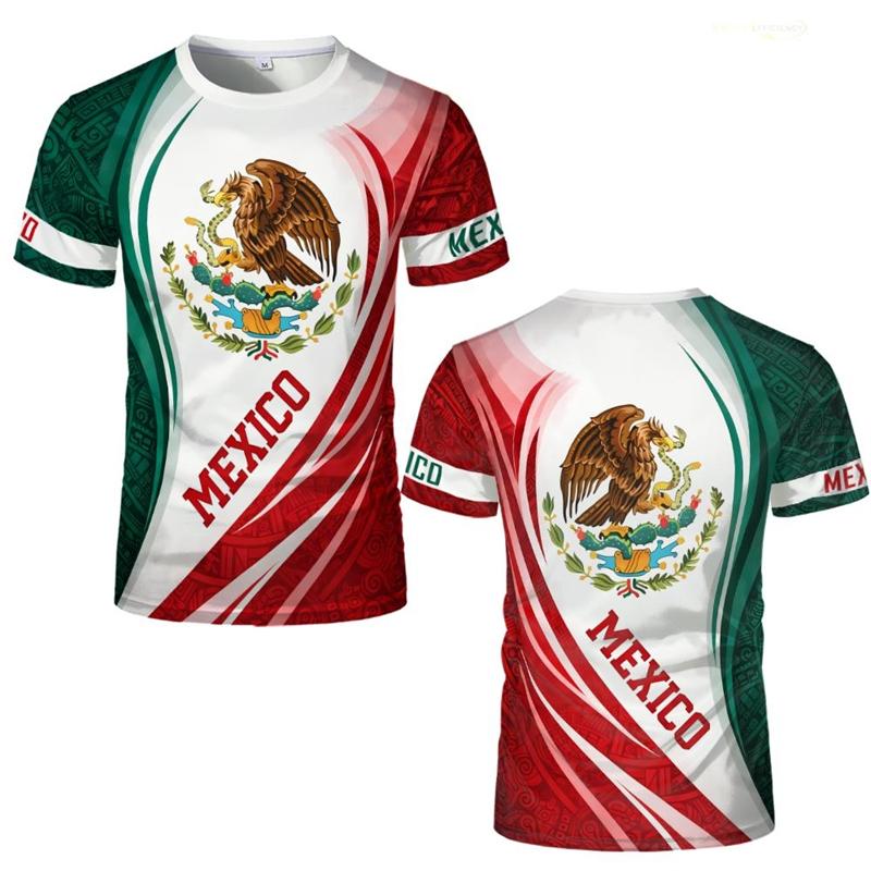 Mexican Constitution Day Pattern T-shirt Fashionable Mexican Flag and Emblem 3D Printed Top Summer Men's Casual Short Sleeve Sportswear