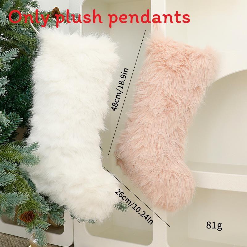 Decor Christmas Stocking Gift Bag With Long Plush Material For Family Gatherings