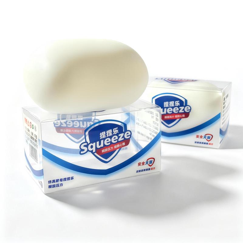 Giocattolo Squishy Antistress a Forma di Sapone Bianco, Gadget Fidget Spremibile in TPR a Rimbalzo Rapido, Giocattolo Sensoriale ASMR per Sollievo dallo Stress