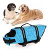 Dog Life Jacket Blue Bone Pattern Reflective Pet Dog Lifesaver Flotation Vest for Boating Swimming M Size