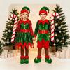 Kinder Weihnachten Elfen Kostüm Set Mädchen Langarm Party Outfit Grüner Fleece Performance
