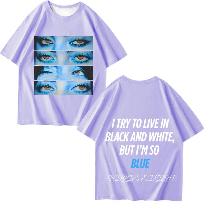 

Billie Tee Blue Eyes Hit Me Hard and Soft T Shirt Men’s Women Oversized HIPHOP Short Sleeve Summer Print Unisex Tops 4XL