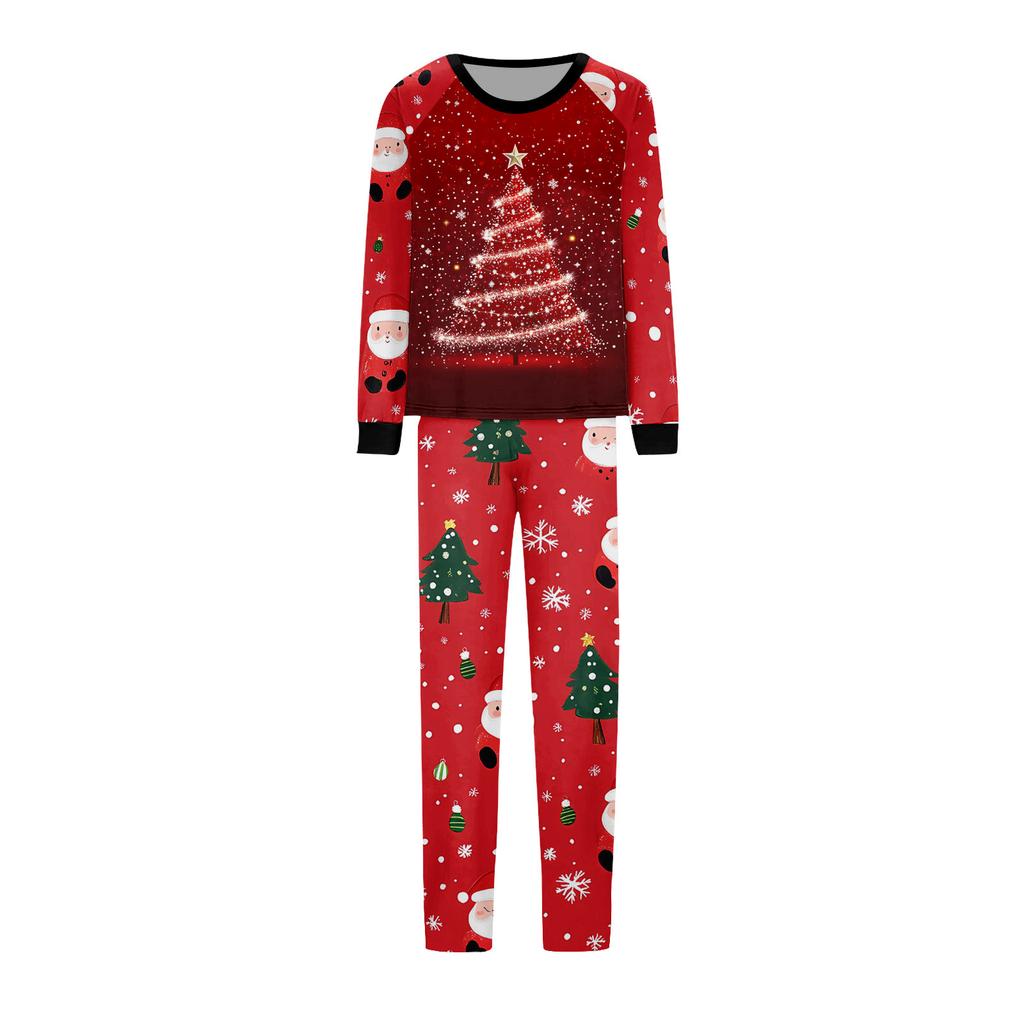 Print Cute Family Set Pajamas, Home Clothes, Family Set Long Sleeve Top Pants Set