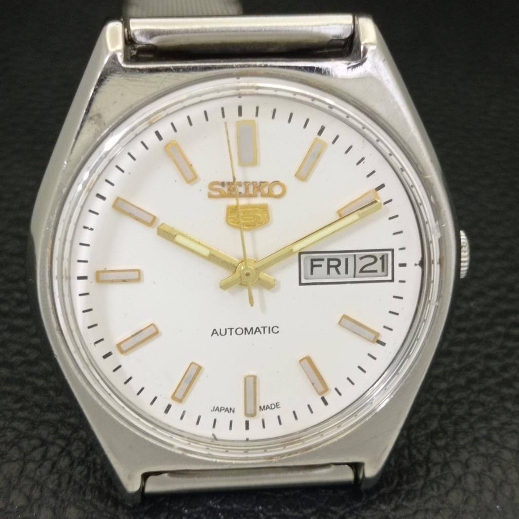 AUTOMATIC 6309A VINTAGE SEIKO 5 JAPAN MENS WHITE COLOR DIAL WATCH a701460-5 R206b-a701460