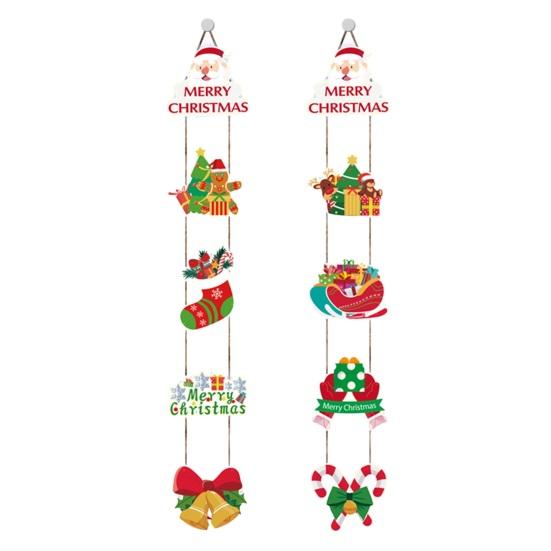 Christmas Door Hanging Claus Festive Sign Vibrant Color Santa Pattern Holiday Decoration Easy To Hang