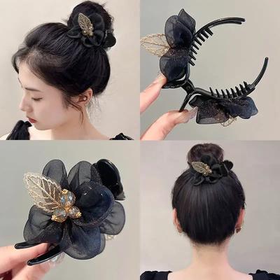 Acryl Kristall Netz Blume Hoher Pferdeschwanz Haarspange Koreanisch Süß Niedlich Elegant Pferdeschwanz Halteclip Frauen Mädchen Haarschmuck